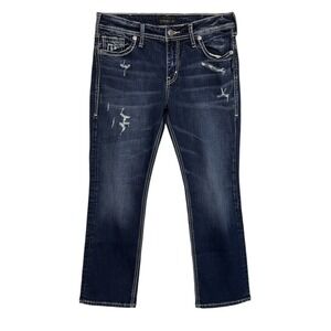 Silver Jeans Co Suki Bootcut Distressed Stretch W31 L22.5 Dark Wash